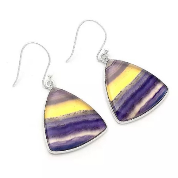 Earth Art hand crafted artisan Jewelry - Gorgeous rainbow fluorite gemstone earrings